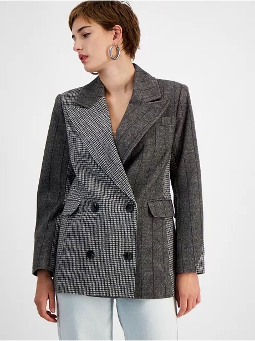 Avec les Filles women’s Mixed-Print Double Wear Blazer